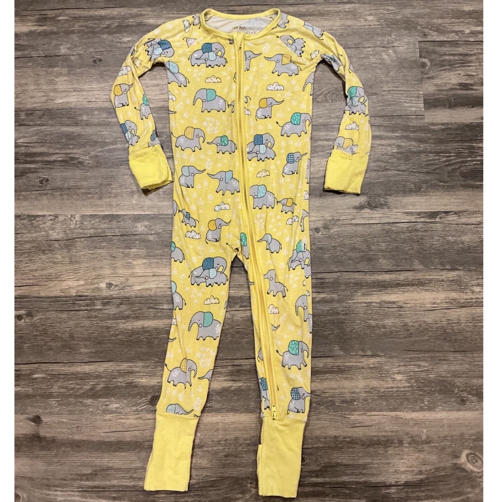 HTF Little Sleepies Elephant Snuggles Zippy 18-24M Yellow Bamboo Pajamas